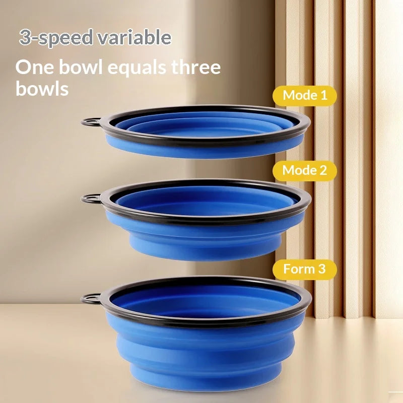 Two-In-One Dog Food & Water Bowl TPR Folding Retractable Portable Outdoor Travel Bowl