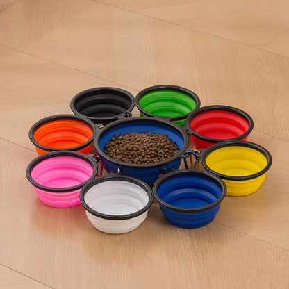 Two-In-One Dog Food & Water Bowl TPR Folding Retractable Portable Outdoor Travel Bowl