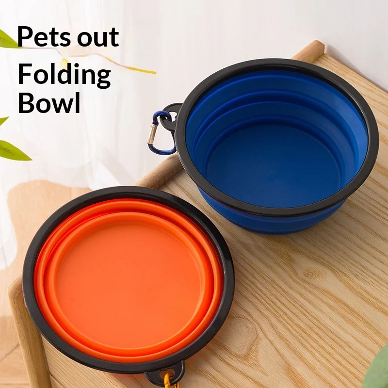 Two-In-One Dog Food & Water Bowl TPR Folding Retractable Portable Outdoor Travel Bowl