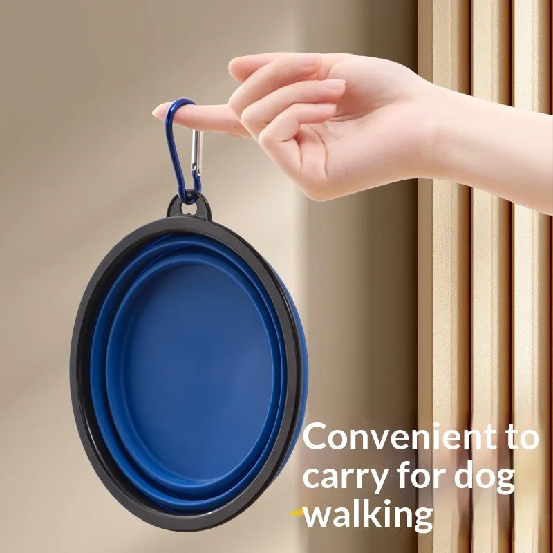 Two-In-One Dog Food & Water Bowl TPR Folding Retractable Portable Outdoor Travel Bowl