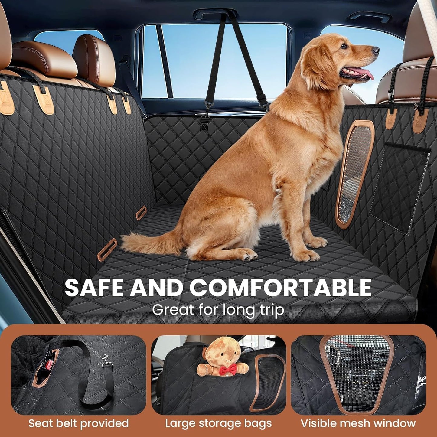 600D Heavy Duty Dog Car Seat Cover for Back Seat, 2026 Upgraded